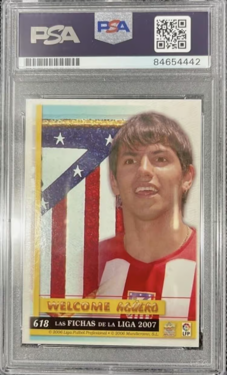 Sergio Aguero Signed 2007-08 Mundi Cromo Sport Rookie Card – PSA 10 Autograph
